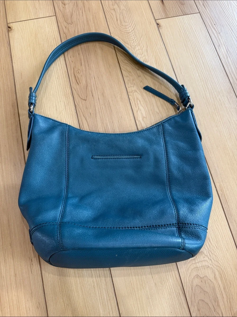 The Sak Teal Pebbled Leather Hobo Shoulder Bag